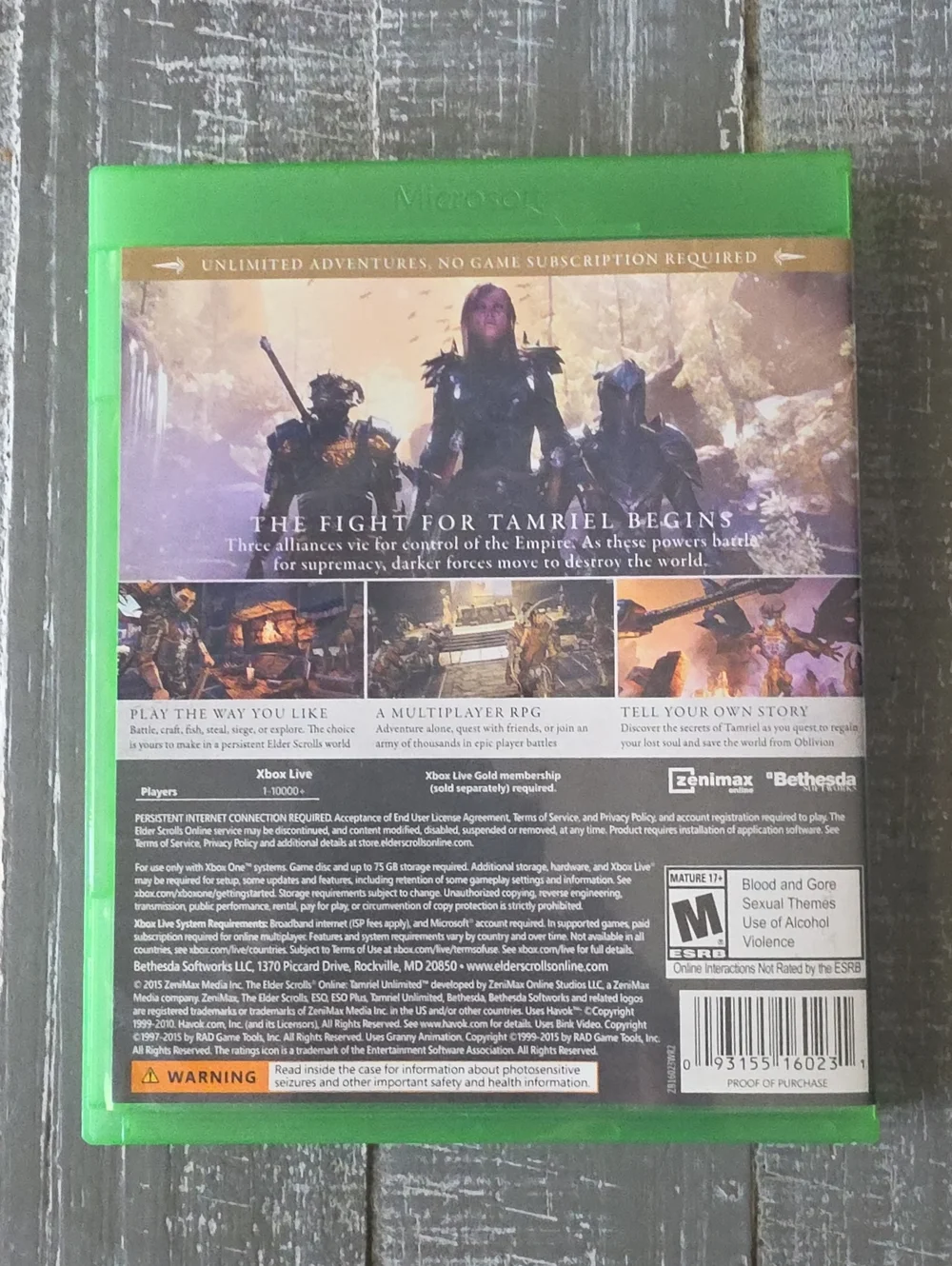 The Elder Scrolls Online: Tamriel Unlimited (2015, Xbox One) MMORPG, Fantasy RPG